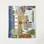 Kerststad Winter Wonderland Houses Caroling Wandkleed (Voorkant)