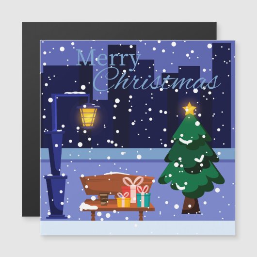 Kerststadsscherp met straatlantaarn, boom en cadea (Voorkant / Achterkant)