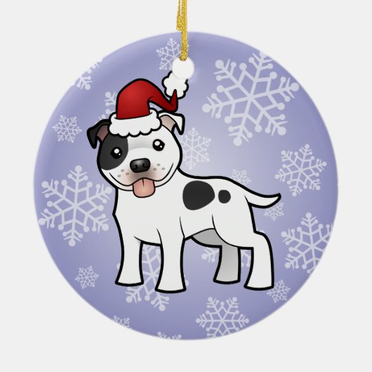 Kerststaffordshire Bull Terrier (bericht toevoegen Keramisch Ornament (Achterkant)