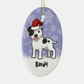 Kerststaffordshire Bull Terrier (naam toevoegen) Keramisch Ornament (Rechts)