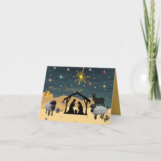 Kerststal 3D De Kribbe Feestdagen Kaart (Voorkant)