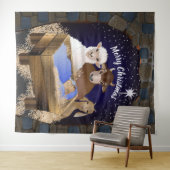 Kerststal-achtergrond voor de feestdagen wandkleed (In Situ (horizontaal))