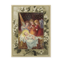 Kerststal antieke reproductie ansichtkaart