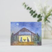 Kerststal aquarel briefkaart (Staand voorkant)