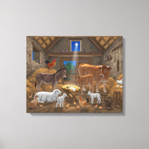 Kerststal Baby Jezus Heilige Nacht Kerstmis Canvas Afdruk
