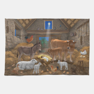 Kerststal Baby Jezus Heilige Nacht Kerstmis Theedoek