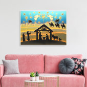 Kerststal Baby Jezus in Kribbe Scene Canvas Afdruk (Insitu (Woonkamer))