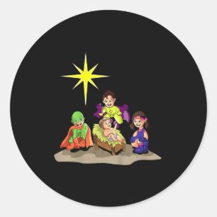 Kerststal Baby Jezus Kerstmis Christelijk Ronde Sticker