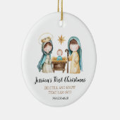 Kerststal Bijbelvers Eerste Kerstmis Jezus Keramisch Ornament (Rechts)