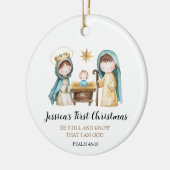 Kerststal Bijbelvers Eerste Kerstmis Jezus Keramisch Ornament (Links)