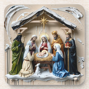 Kerststal, boom wijzen Bethlehem Bier Onderzetter