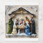 Kerststal, boom wijzen Bethlehem Wijn Etiket (Enkel label)