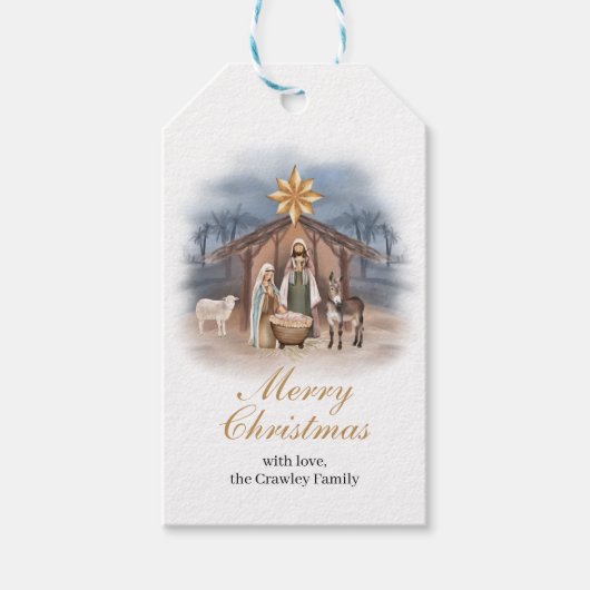 Kerststal cadeaukaart cadeaulabel (Voorkant)