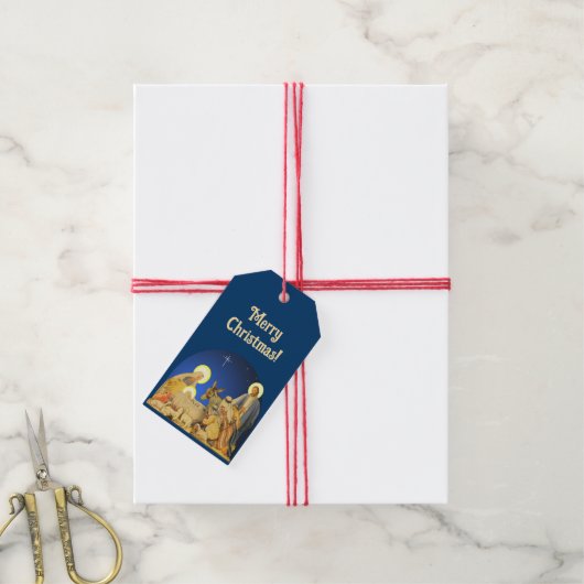 Kerststal    cadeaulabel (Met Touw)