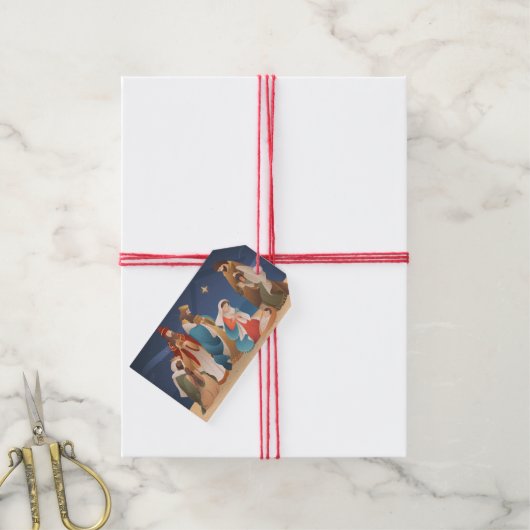 Kerststal Cadeaulabel (Met Touw)