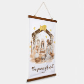 Kerststal "De grootste gave van allemaal" Religieu Hangend Wandkleed (Gebogen)