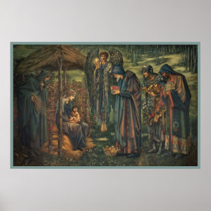 Kerststal De ster van Bethlehem Baby Jezus & Engel Poster