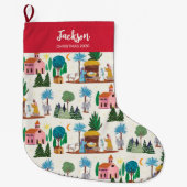 Kerststal Ecru Handgetekende Kerst Grote Kerstsok (Voorkant)