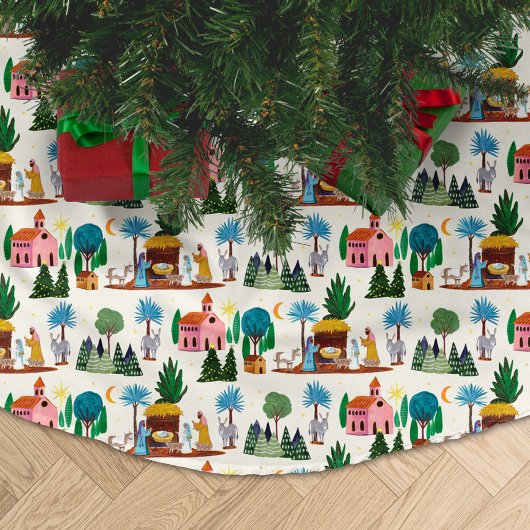 Kerststal Ecru Handgetekende Kerstmis Kerstboom Rok