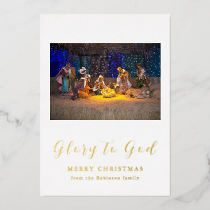 Kerststal 'Eer aan God' Goud Folie Uitnodiging