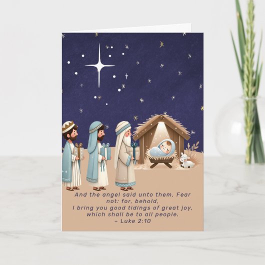 Kerststal en Bijbeltekst Feestdagen Kaart (Voorkant)