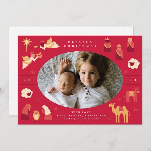 Kerststal Feestdagenkaart (Voorkant / Achterkant)