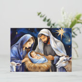 Kerststal feestdagenkaart (Staand voorkant)