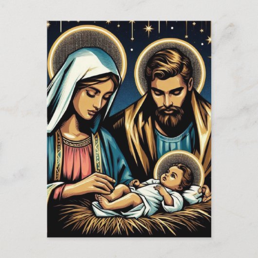 Kerststal Feestdagenkaart (Voorkant)