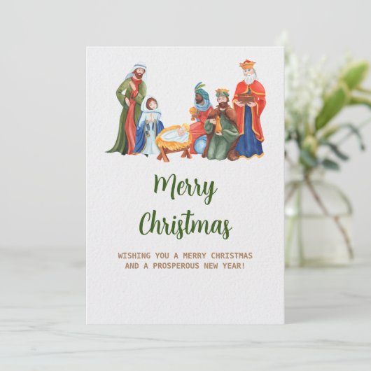 Kerststal Feestdagenkaart (Staand voorkant)