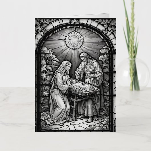Kerststal Folie Feestdagenkaart (Voorkant)