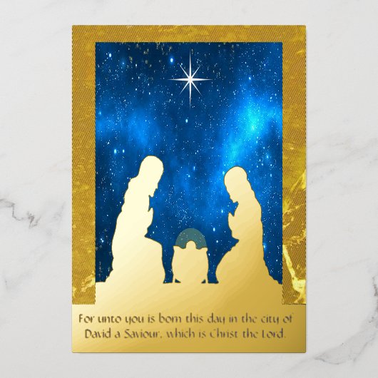 Kerststal Folie Feestdagenkaart (Voorkant)