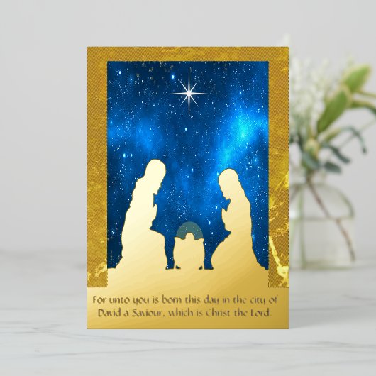 Kerststal Folie Feestdagenkaart (Staand Voorkant)