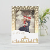 Kerststal foto kerstkaart (Staand voorkant)