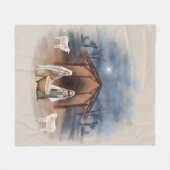 Kerststal Geboortescène Aquarel Fleece Deken (Voorkant (Horizontaal))