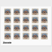 Kerststal Geboortescène Aquarel Vierkante Sticker (Vel)