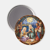 Kerststal Gebrandschilderd Glas Magneet (Voorkant / Achterkant)