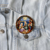 Kerststal Gebrandschilderd Glas Ronde Button 7,6 Cm (In situ)