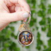 Kerststal Gebrandschilderd Glas Sleutelhanger (Hand)