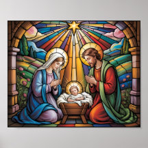 Kerststal Gebrandschilderde Kunst – Heilige Famili