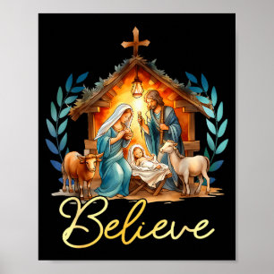 Kerststal geloof christelijk kerstfeest familie vr poster
