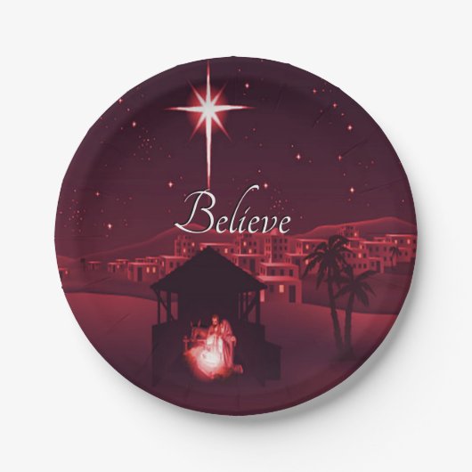 Kerststal Geloof Papieren Bordje (Voorkant)