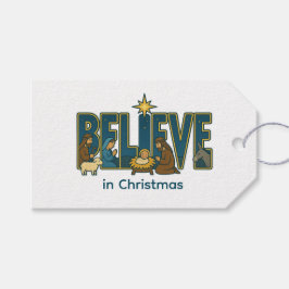 Kerststal geloven cadeaulabel