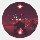 Kerststal Geloven Ronde Sticker (Voorkant)