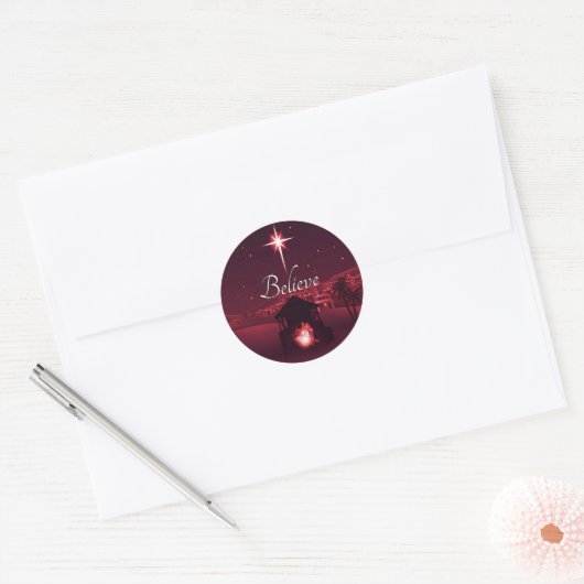 Kerststal Geloven Ronde Sticker (Envelop)