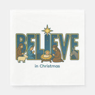 Kerststal geloven servet