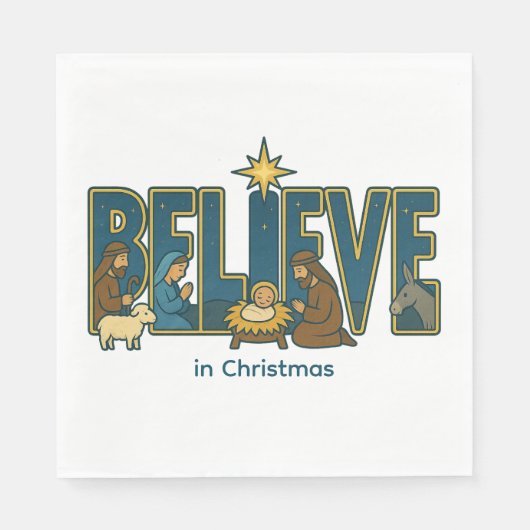 Kerststal geloven servet (Voorkant)