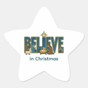 Kerststal geloven ster sticker