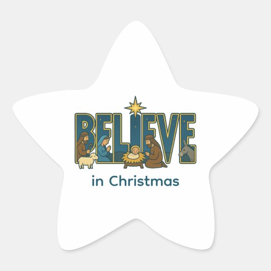 Kerststal geloven ster sticker (Voorkant)