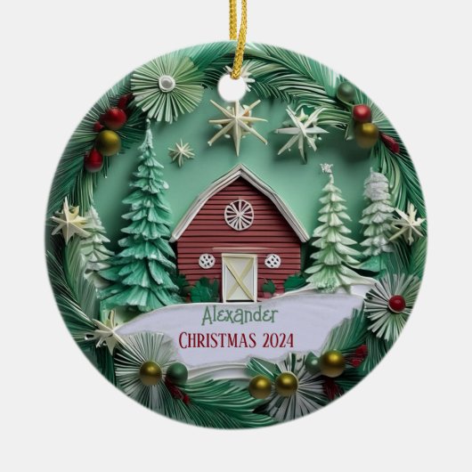 Kerststal gepersonaliseerd Ornament (Voorkant)
