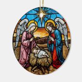 Kerststal Glas-in-Lood Keramisch Ornament (Links)